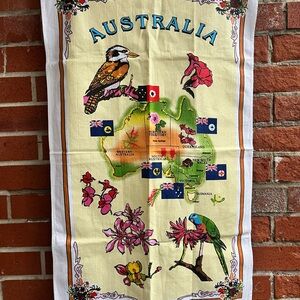 Australia Map Tea Towel with Birds